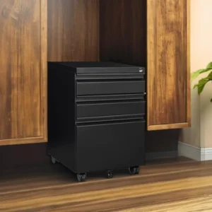 3 Drawer Mobile File Cabinet with Lock, Under Desk Small File Cabinet for Legal/Letter/A4 File, Filing Cabinets